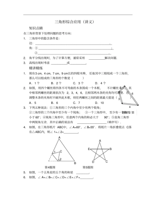 人教版八年级数学上册讲义：1三角形综合应用