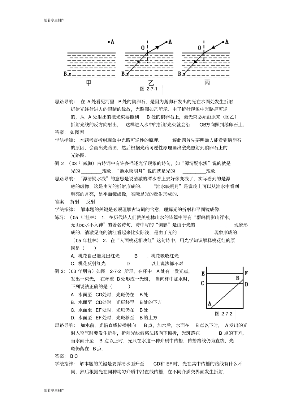 人教版八年级物理上册光现象全章复习_第2页