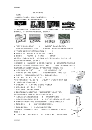 人教版八年级物理上册光现象测试题