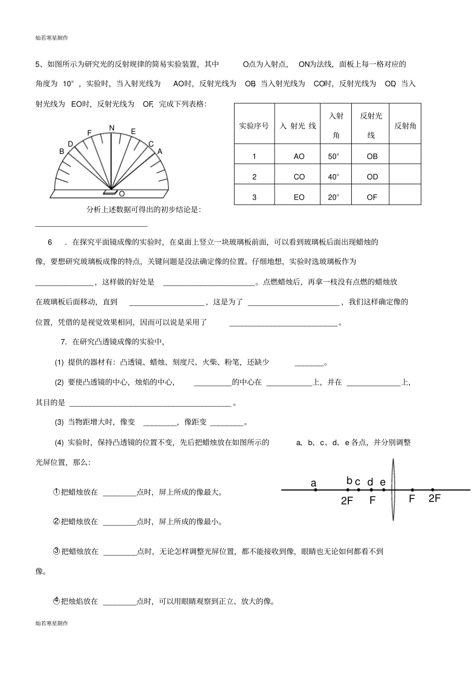 人教版八年级物理上册探究试验专题复习_第2页