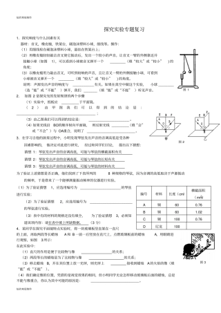 人教版八年级物理上册探究试验专题复习