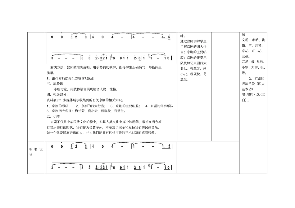 人教版八年级音乐下册唱脸谱音乐教学设计_第3页