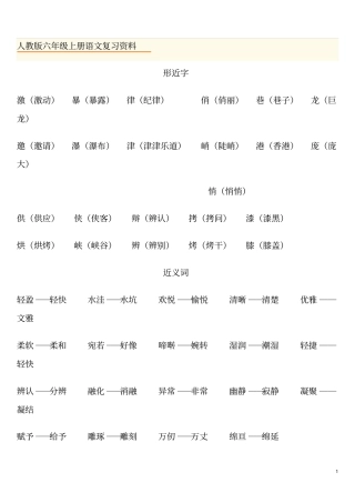人教版六年级上册语文复习资料讲解