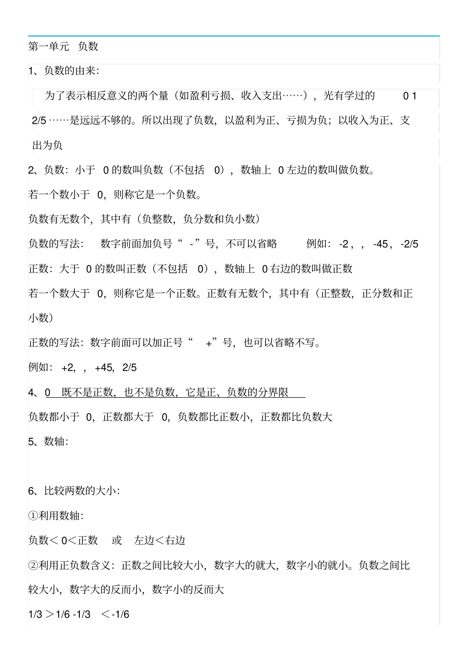 人教版六年级数学下册知识点归纳总结_第1页