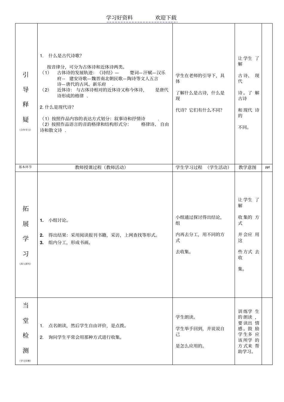 人教版六年级语文与诗同行活动一收集诗歌导学案_第2页
