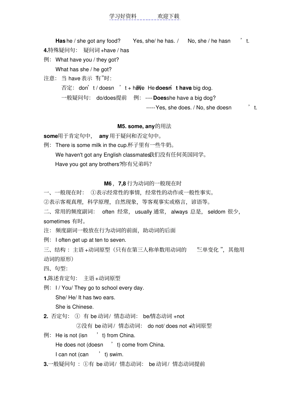 人教版初一上册英语语法_第3页