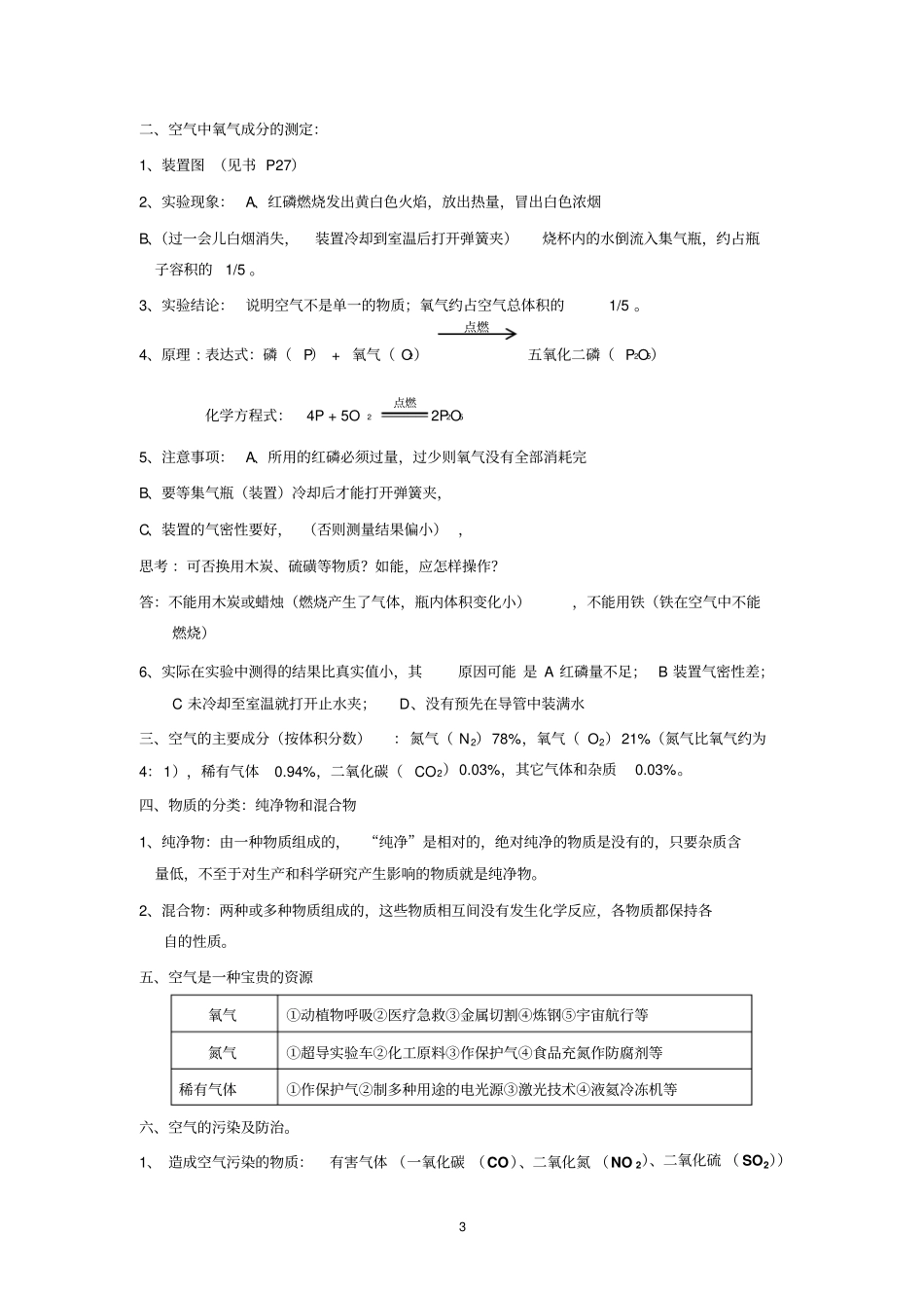 人教版初三化学中考总复习分章知识点汇总_第3页