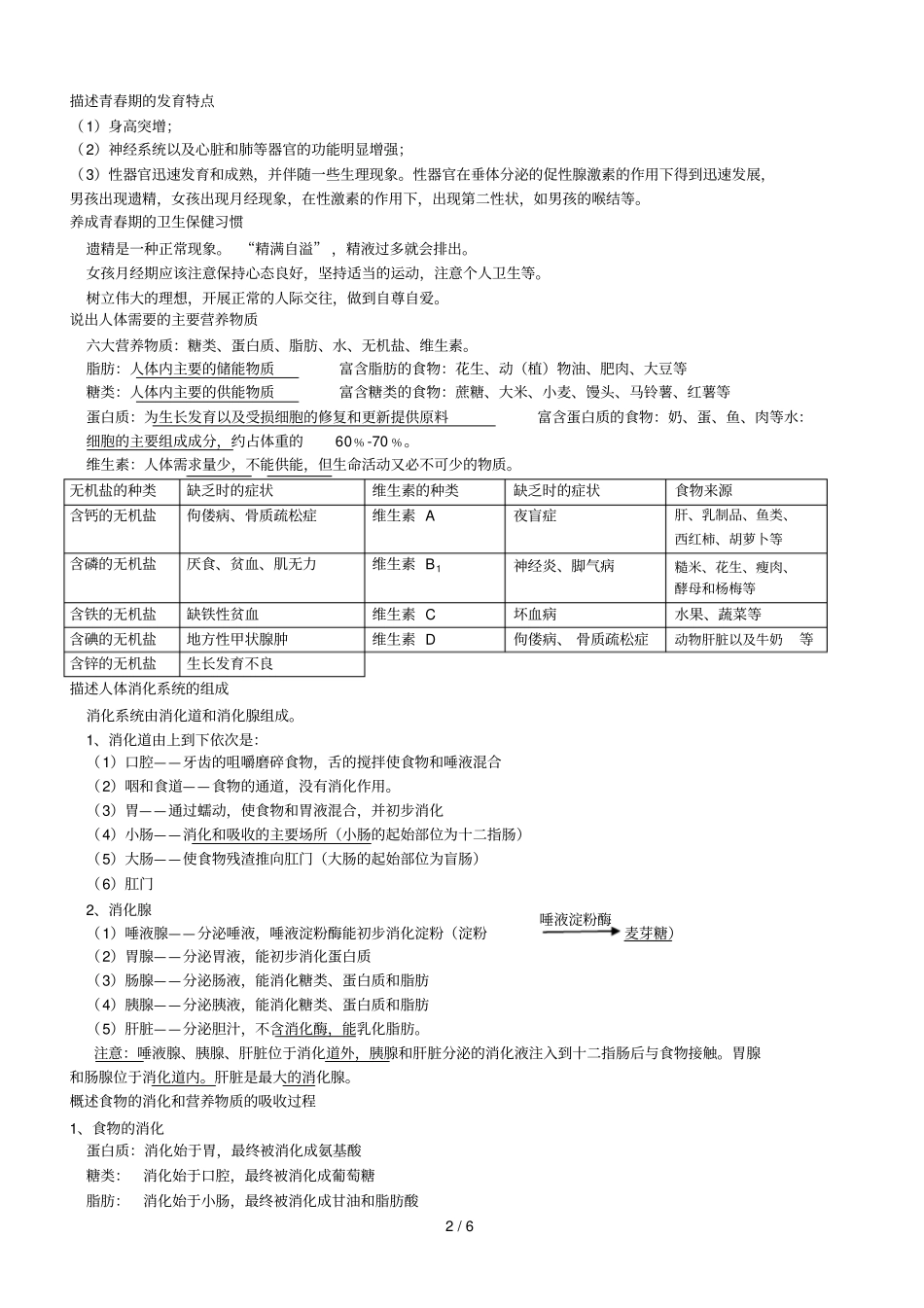 人教版初中一级下册生物复习C_第2页