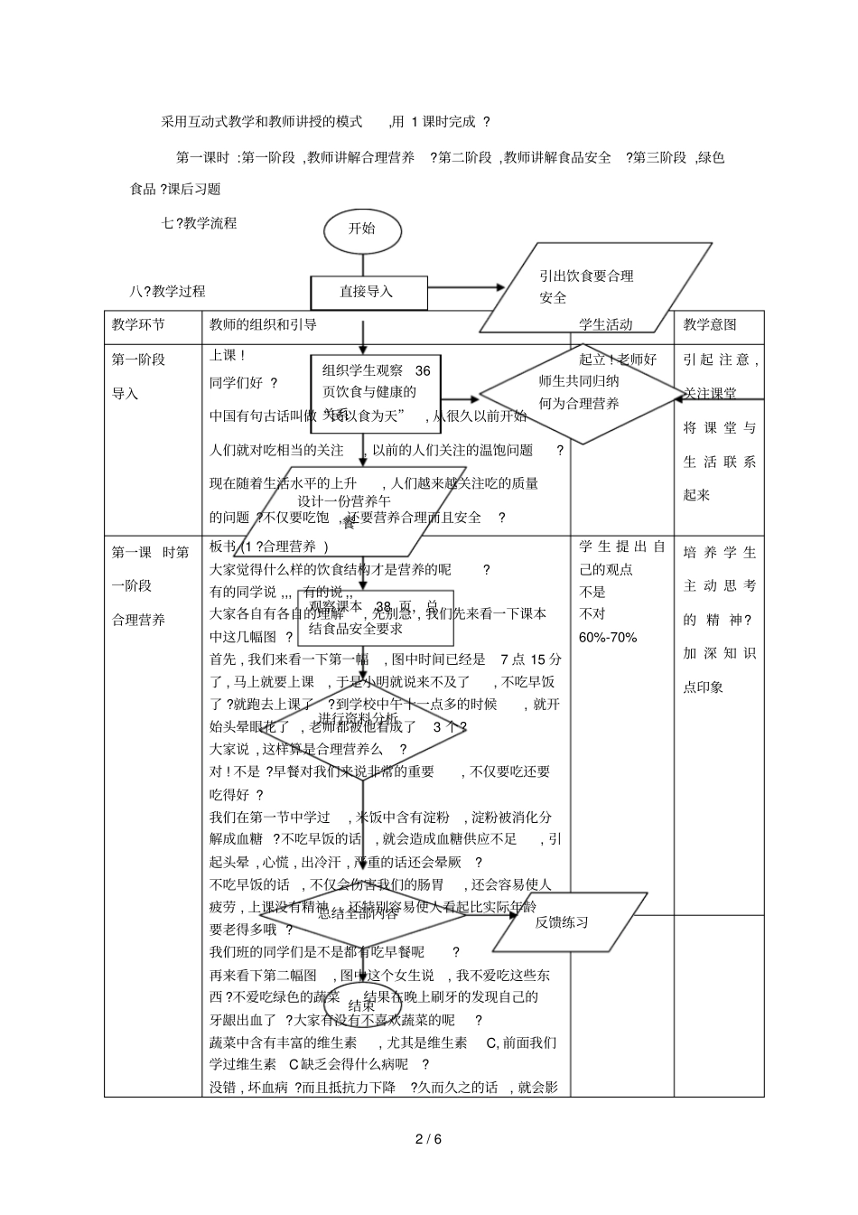 人教版初中合理营养与食品安全教学设计_第2页
