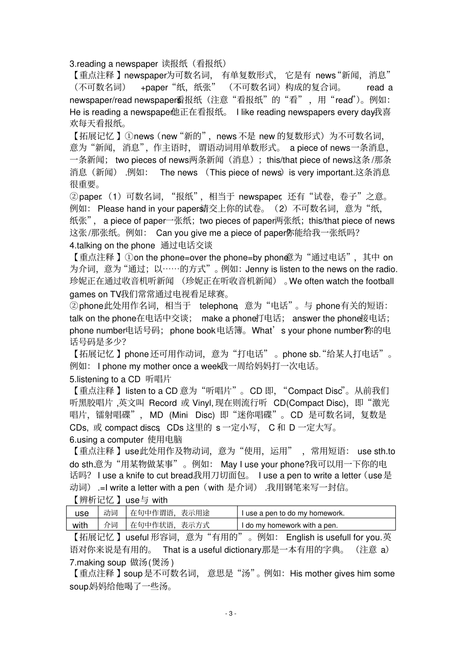 人教版初中英语七年级下册Unit6基础知识精讲精练_第3页
