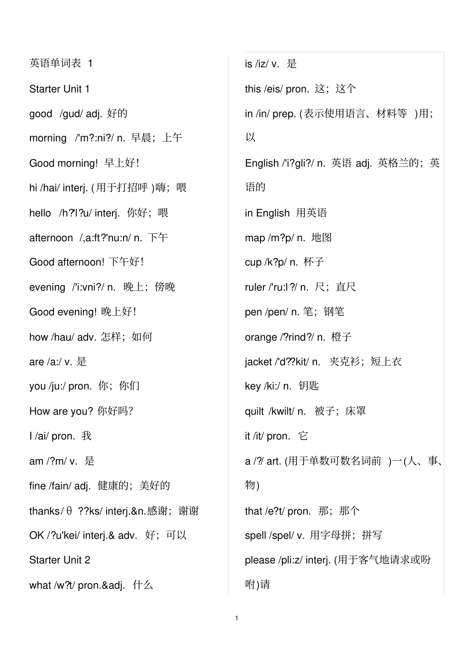 人教版初中英语单词汇总表_第1页