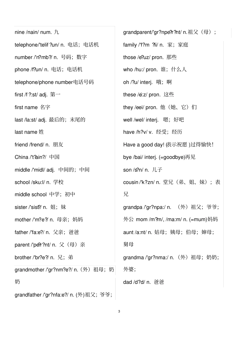 人教版初中英语单词汇总表_第3页