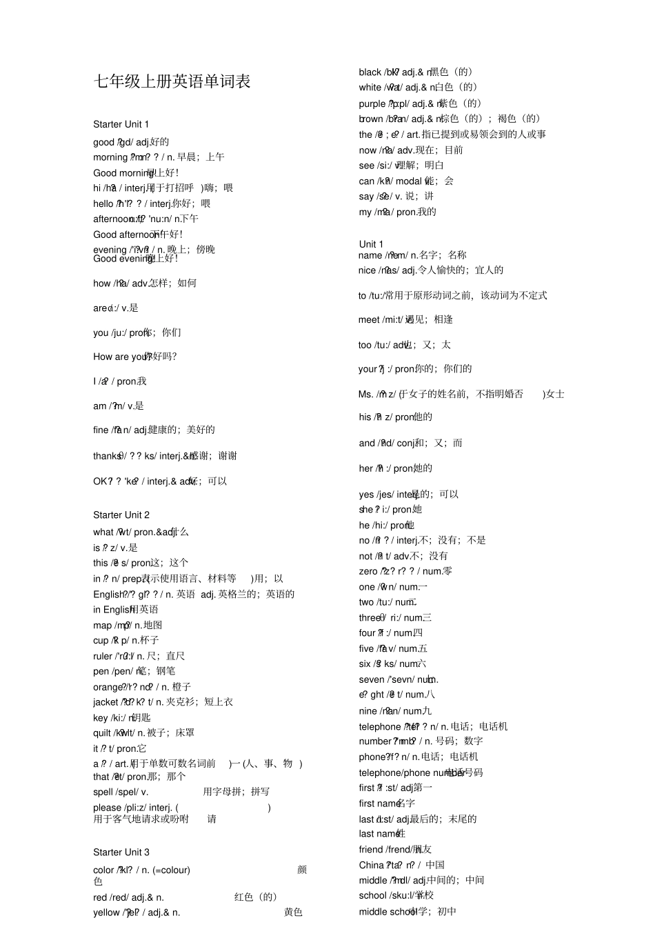 人教版初中词汇表背诵版_第1页
