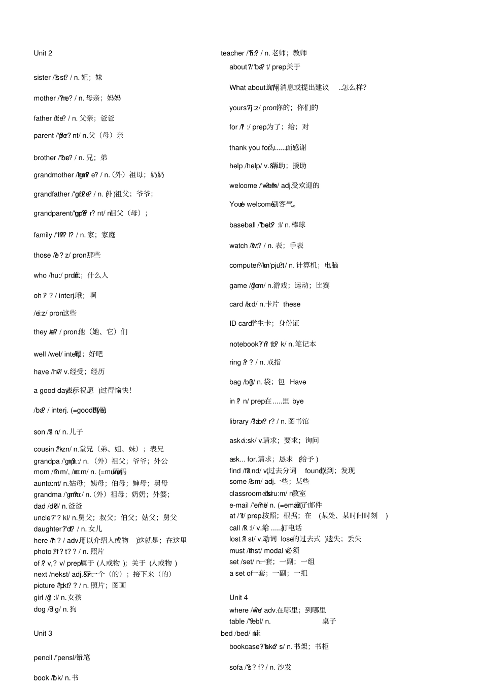 人教版初中词汇表背诵版_第3页