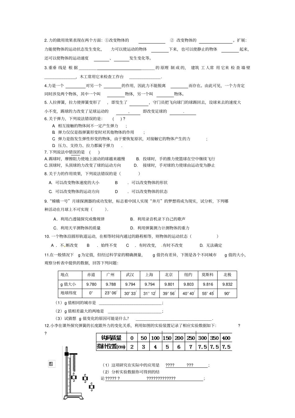 人教版初二下册物理各章经典习题1_第2页