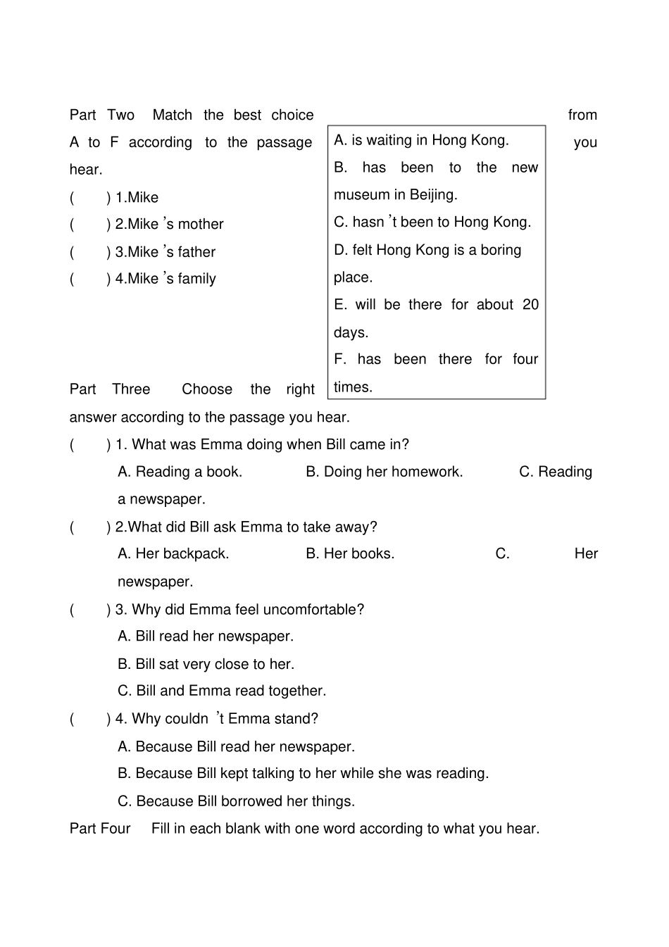 人教版初二下册英语期末试卷及答案_第2页