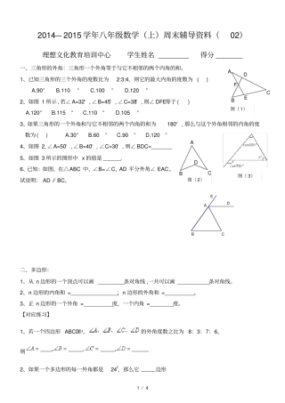 人教版初二数学上册三角形综合试题