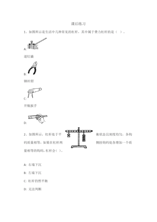 人教版初二物理下册杠杆练习