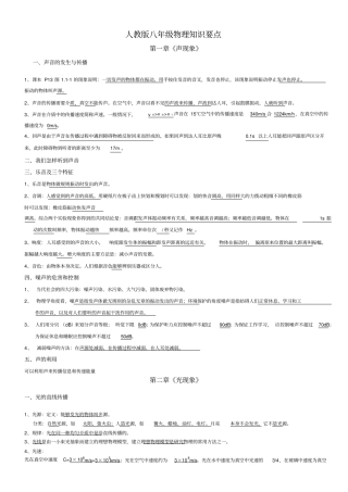 人教版初二物理知识点总结