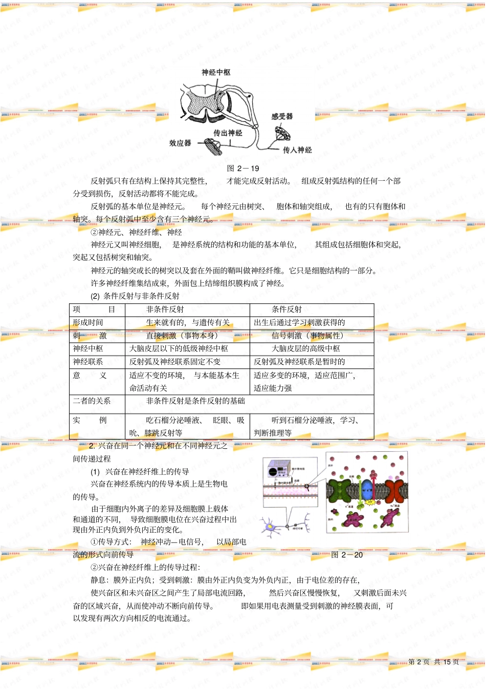 人教版动物与人体生命活动的调节——单元小结导航学案1_第2页