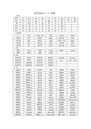 人教版化学名称化学式书写练习答案