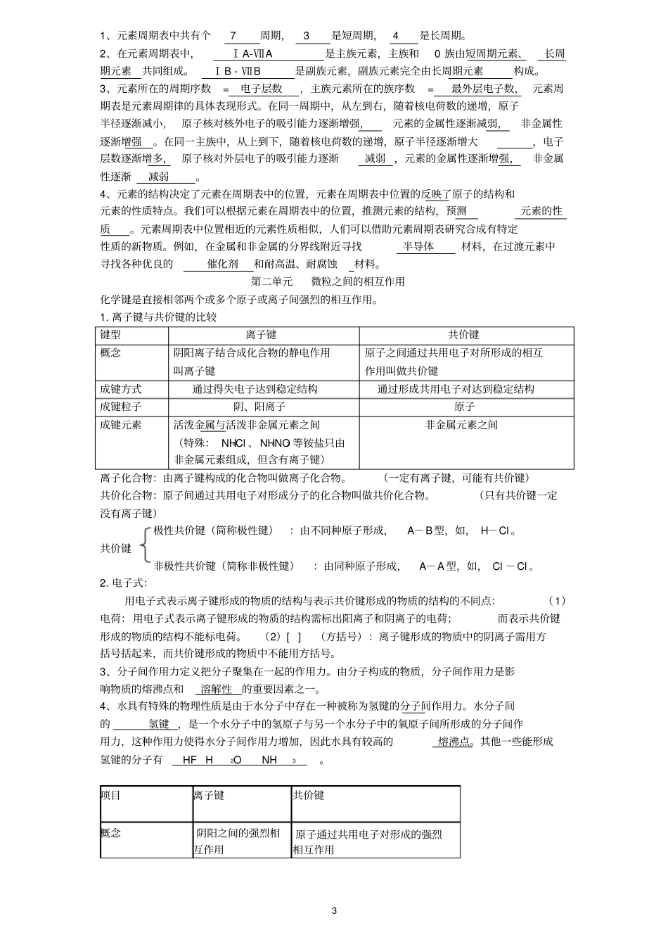 人教版化学必修2知识点归纳总结讲解_第3页