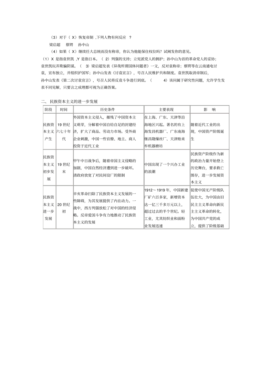 人教版历史高三年级北洋军阀的统治和资本主义的进一步发展教学设计_第2页