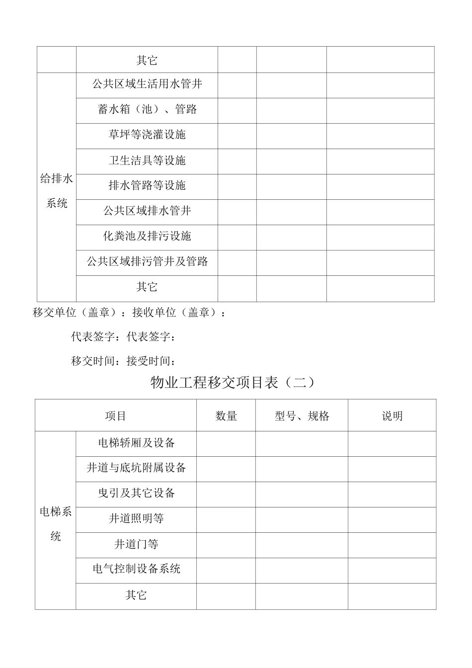 物业移交表格(全套)_第2页