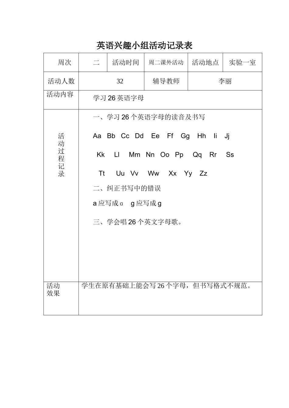 小学英语兴趣小组活动记录_第2页
