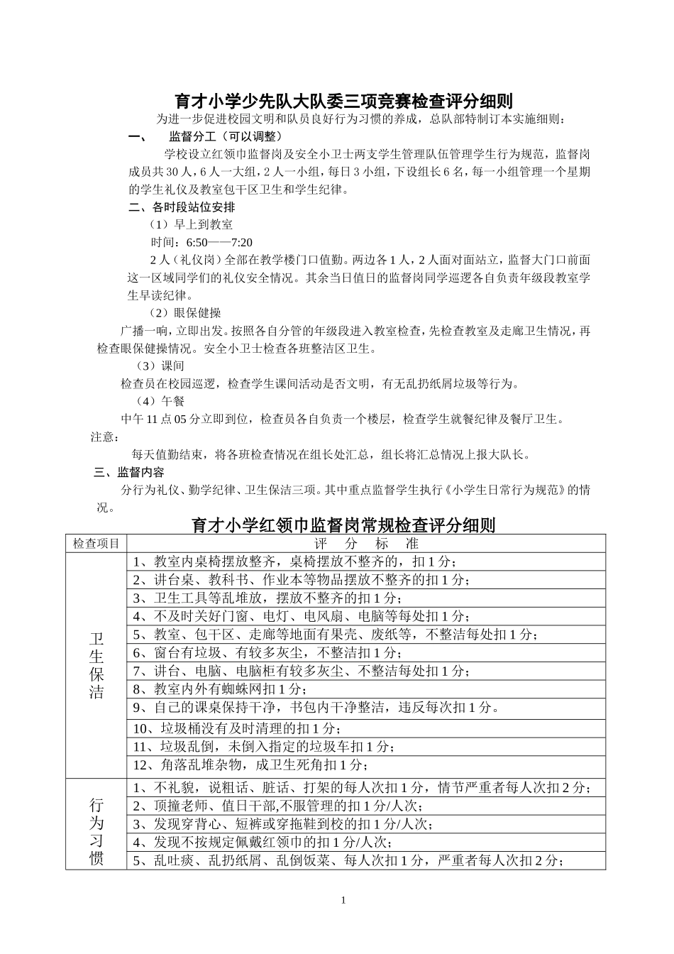 育才小学三项竞赛评分细则_第1页