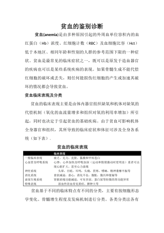 贫血的鉴别诊断