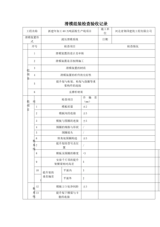 滑模组装检查验收记录 表