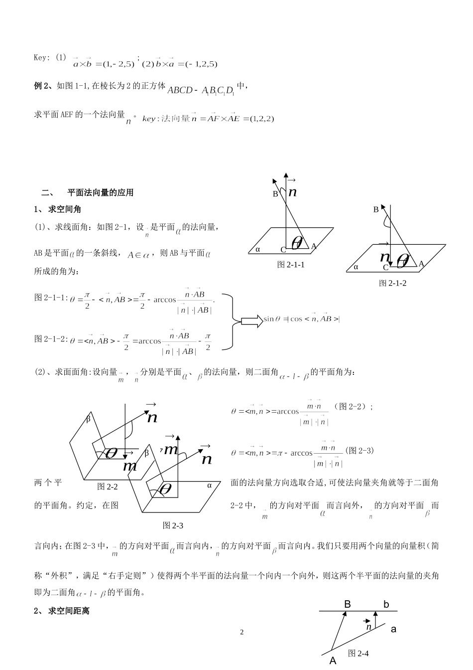 高中数学--空间向量之法向量求法及应用方法_第2页