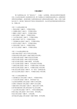 鞋子品牌大全集合