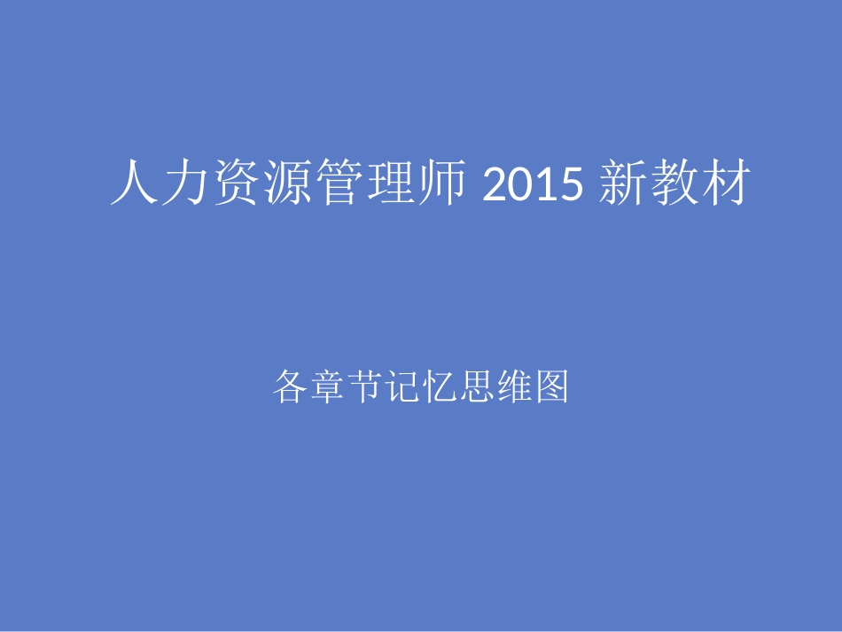 人力资源管理师2015新版教材-各章思维导图_第1页
