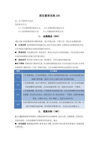 胜任力素质词典100