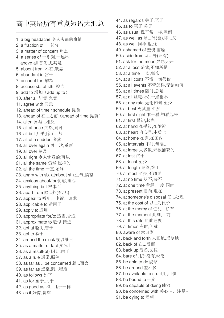 高中英语所有重点短语大汇总_第1页