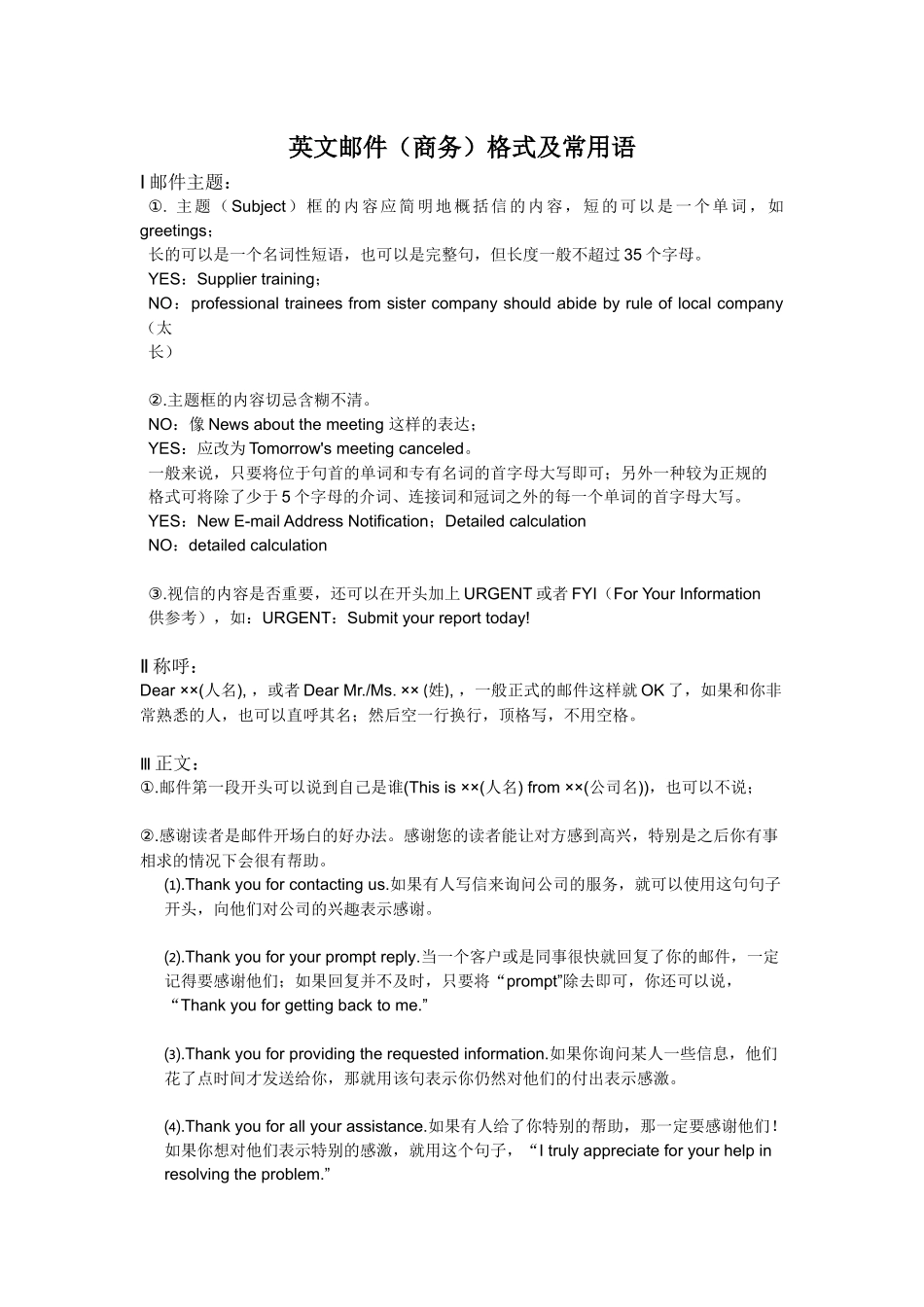 英文邮件(商务)格式及常用语_第1页