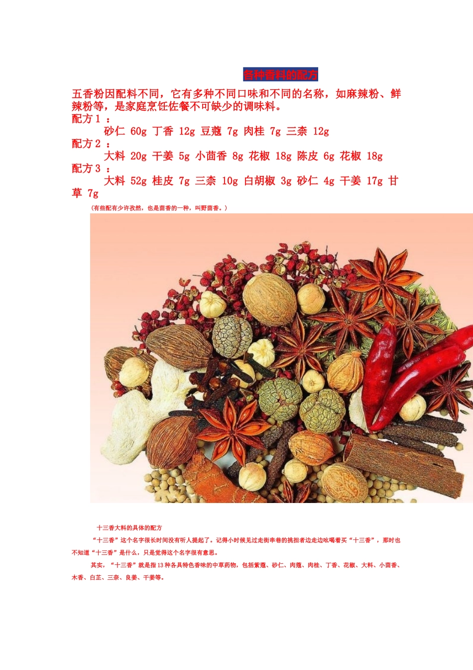 各种香料的配方_第1页