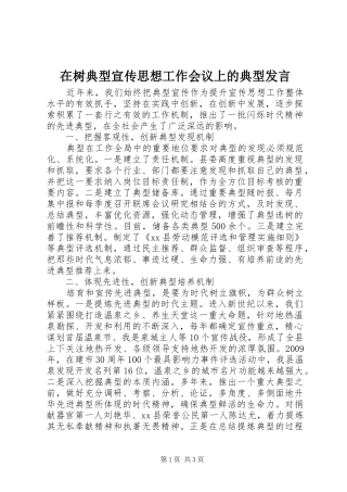 在树典型宣传思想工作会议上的典型发言