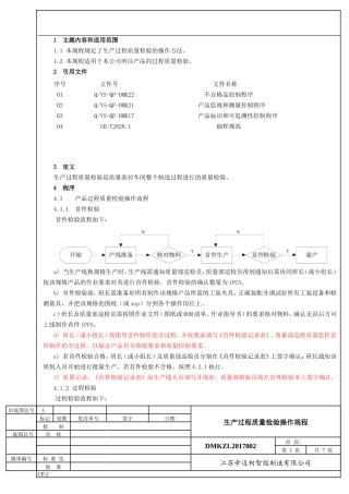 过程质量检验操作规程