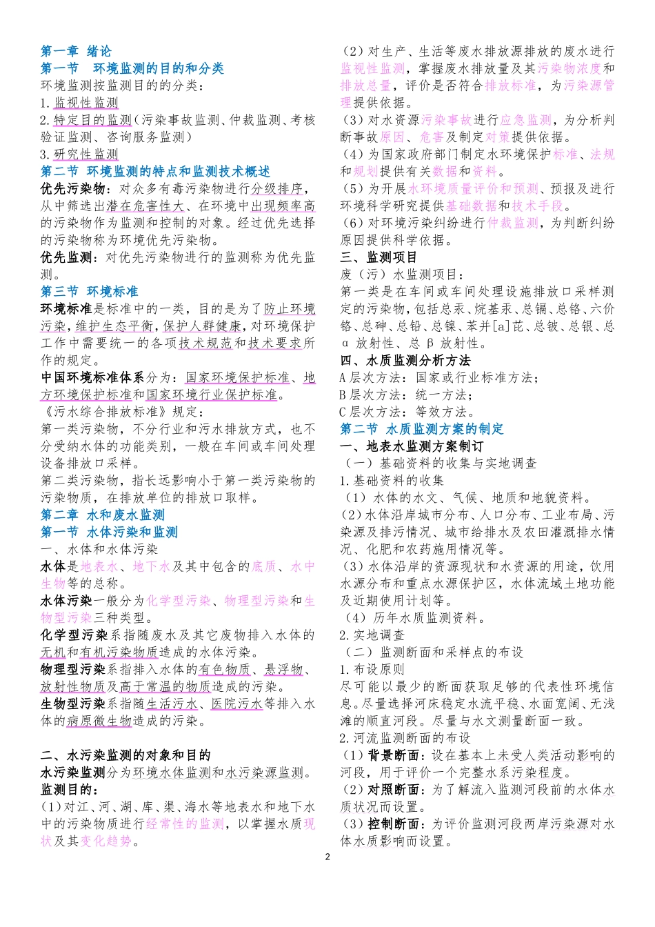 奚旦立第四版《环境监测》要点总结_第2页