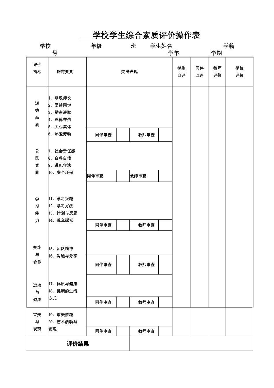 学生综合评价表_第2页