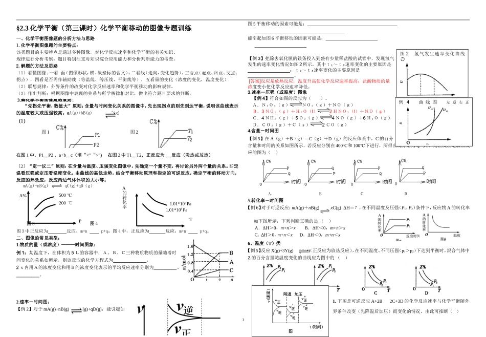 化学平衡移动的图像专题_第1页