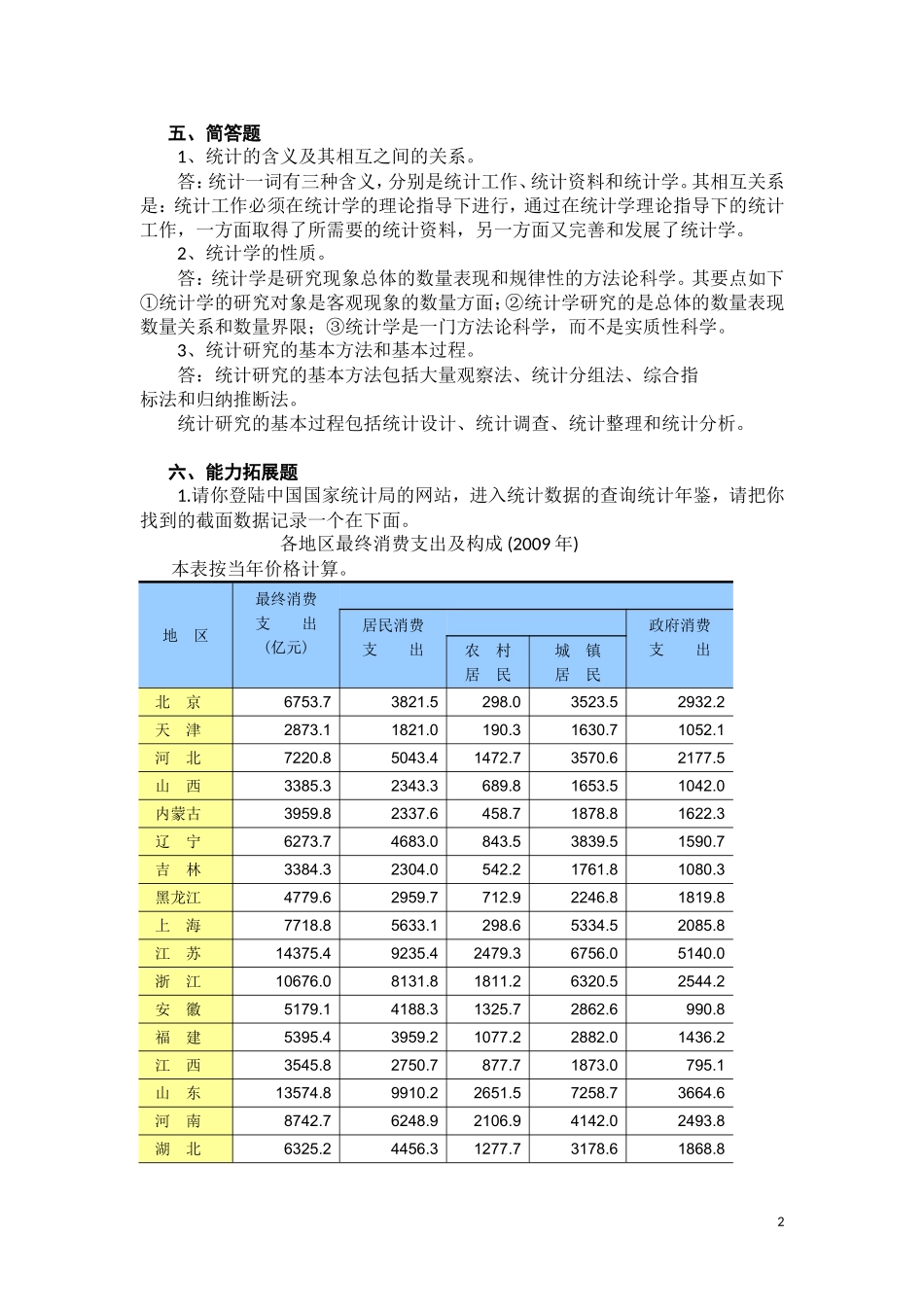 统计学习题第一章第二章答案_第2页