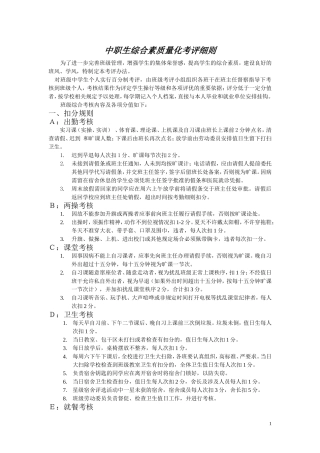 中职生综合素质量化考评细则