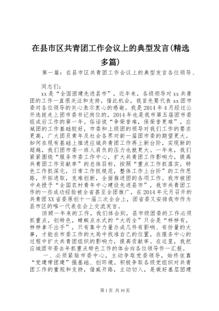 在县市区共青团工作会议上的典型发言(精选多篇)
