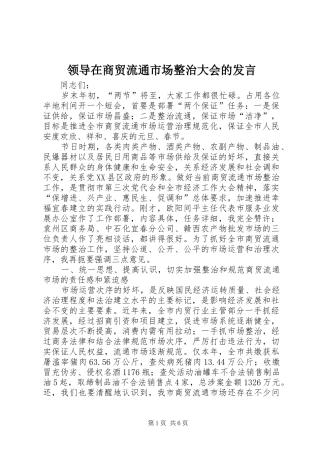 领导在商贸流通市场整治大会的发言