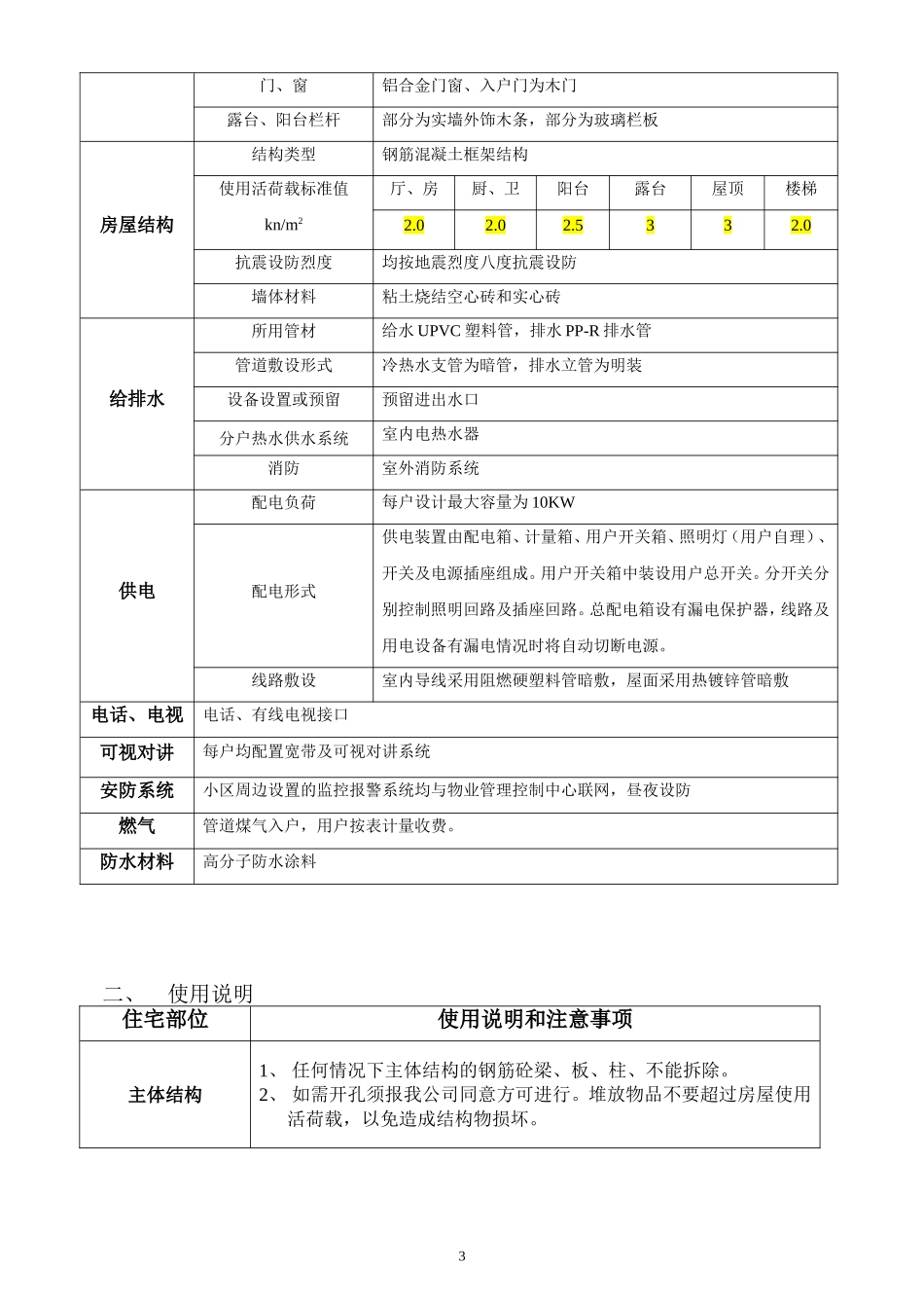 住宅使用说明书(范本)_第3页