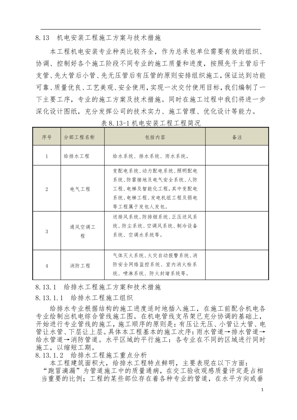 机电安装工程施工方案与技术措施(含系统综合调试方案)_第1页